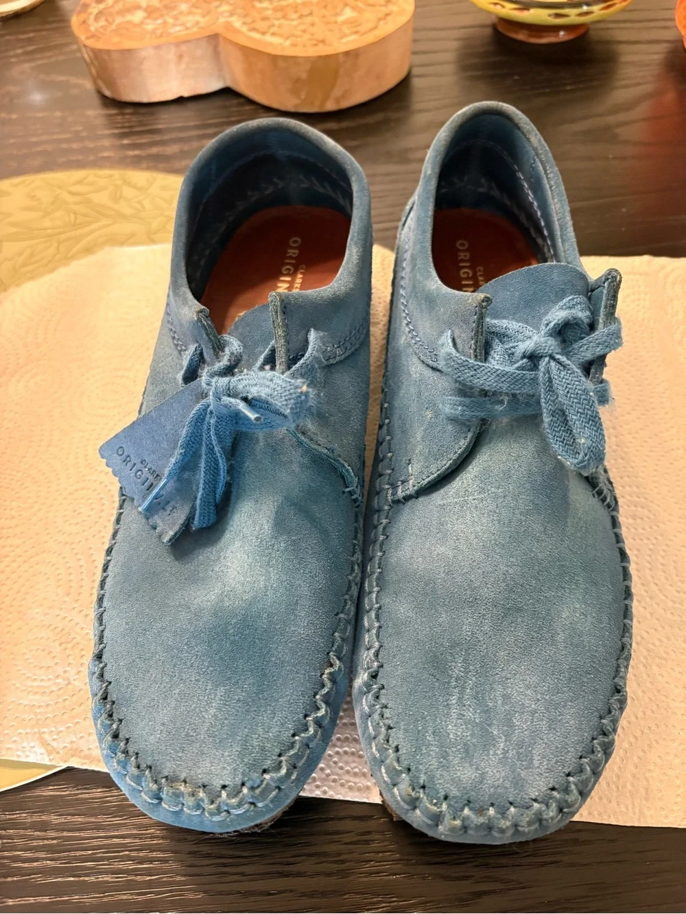 Men’s Blue Suede Wallabee Moccasin